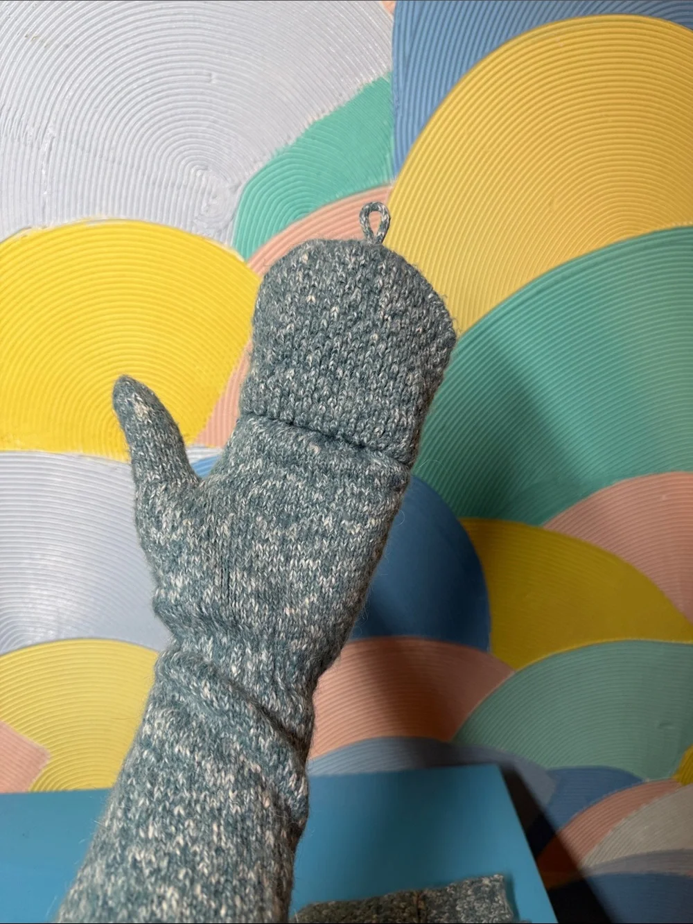 Columbia Flip Top Glittens Fingerless Convertible Mittens Blue Knit